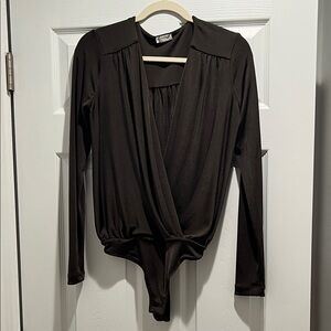 Free People Black Long Sleeve Bodysuit